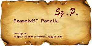 Szaszkó Patrik névjegykártya