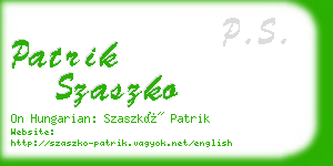 patrik szaszko business card